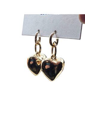 Urban Outfitters Gold Tone Heart Drop 2" Dangle Earrings  Valenitine's day